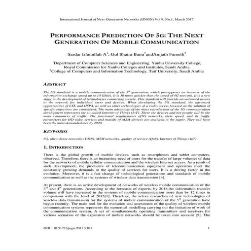 Performance Prediction of 5G : The Next Generation of Mobile Communication