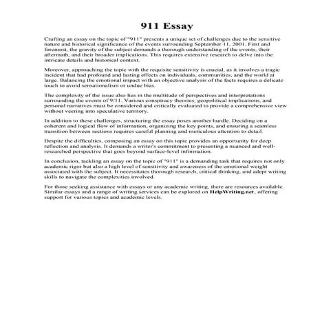 911 Essay. 911 intro paragraph for an essay