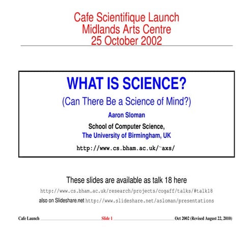 What is science? (Can There Be a Science of Mind?) (Updated August 2010)