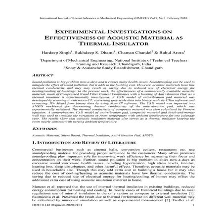 Picture of EXPERIMENTAL INVESTIGATIONS ON EFFECTIVENESS OF ACOUSTIC MATERIAL AS ...