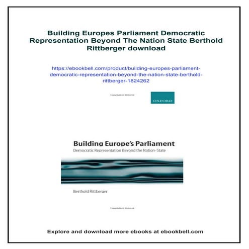 Building Europes Parliament Democratic Representation Beyond The Nation ...