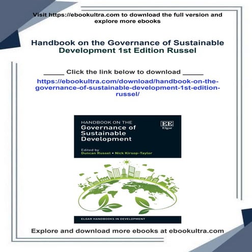 Handbook on the Governance of Sustainable Development 1st Edition ...