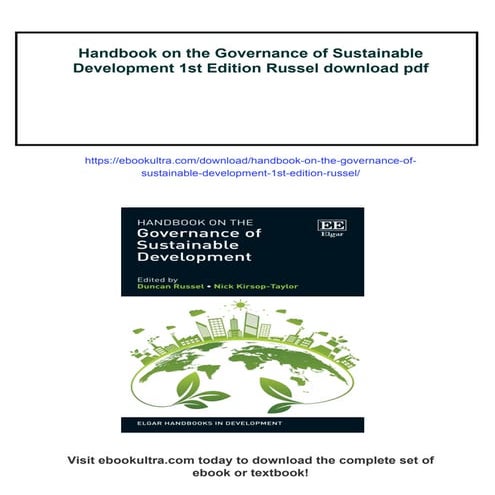 Handbook on the Governance of Sustainable Development 1st Edition ...