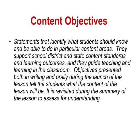 language and Content objectives