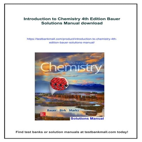 Introduction to Chemistry 4th Edition Bauer Solutions Manual