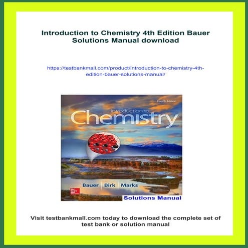 Introduction to Chemistry 4th Edition Bauer Solutions Manual
