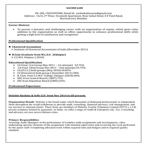 Resume - Sachin Jain