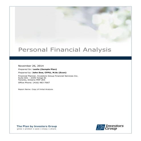 Financial Plan - (Sample)