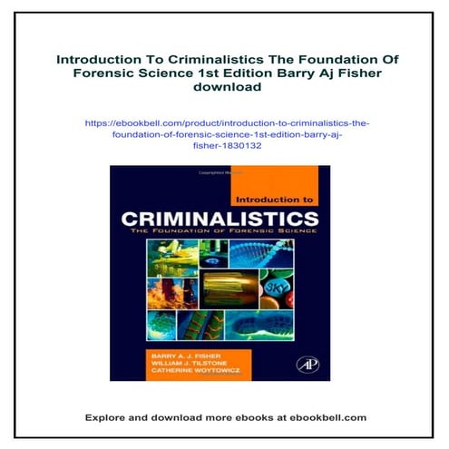 Introduction To Criminalistics The Foundation Of Forensic Science 1st ...