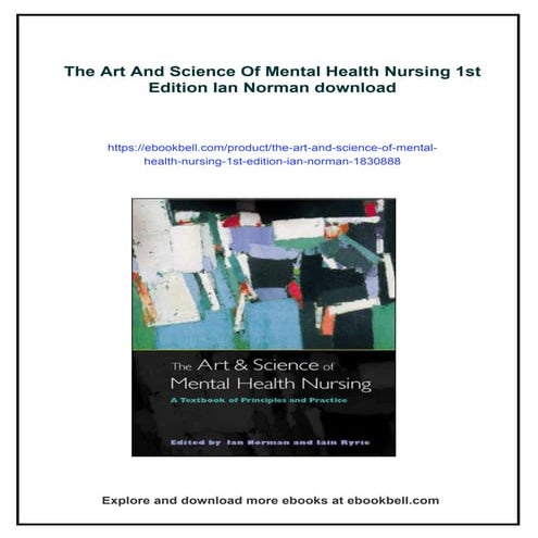 The Art And Science Of Mental Health Nursing 1st Edition Ian Norman