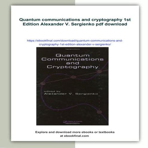 Quantum communications and cryptography 1st Edition Alexander V. Sergienko