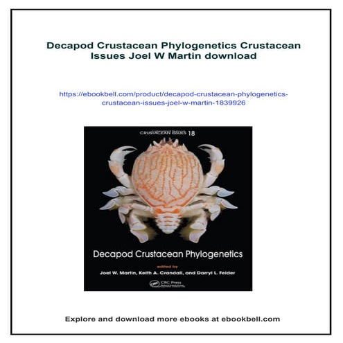 Decapod Crustacean Phylogenetics Crustacean Issues Joel W Martin