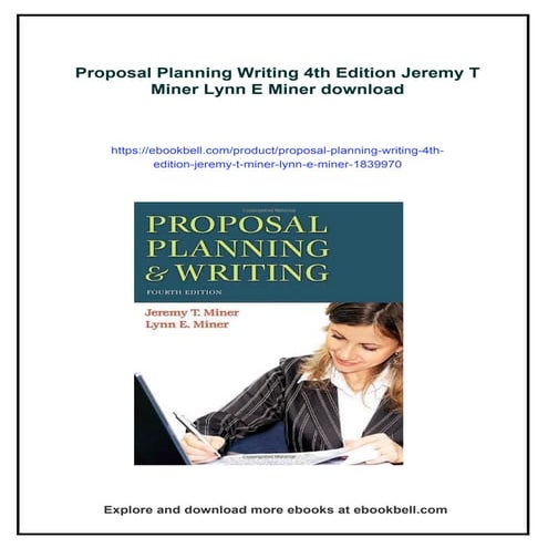 Proposal Planning Writing 4th Edition Jeremy T Miner Lynn E Miner