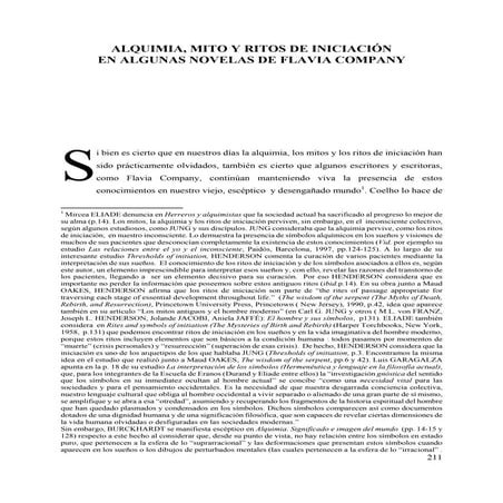 91 Alquimia, Mito Y Ritos De IniciacióN En Algunas Novelas De Flavia Company