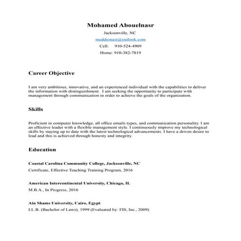 Bryant's Official Resume | DOCX