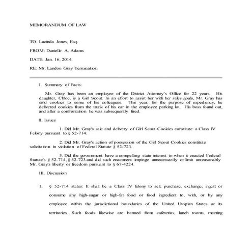 MEMO OF LAW EXAMPLE