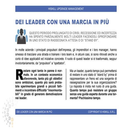 DEI LEADER CON UNA MARCIA IN PIU'