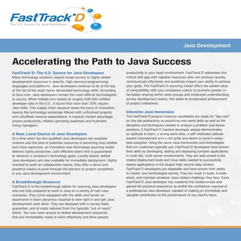 A - Sentari FastTrack'D - The US Source for Java Developers - JD Sig Line