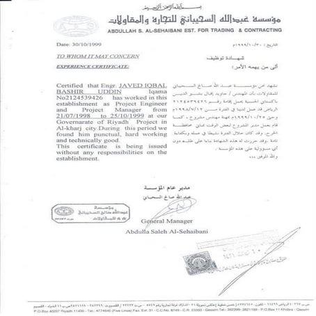 Experience Elsaif contracting | PDF
