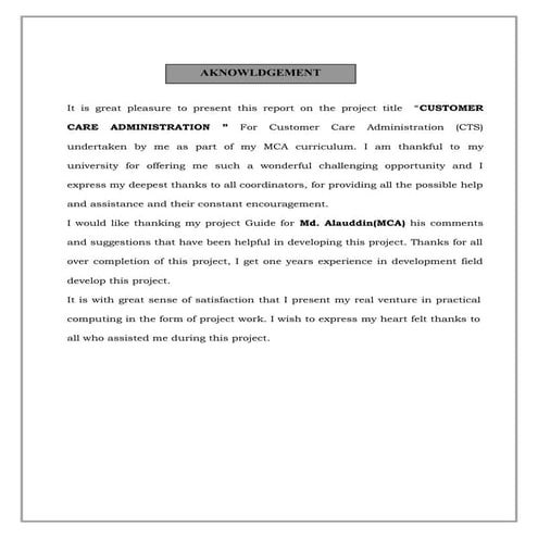 CUSTOMER CARE ADMINISTRATION-developer-2000 and oracle 9i