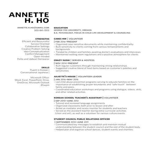 Resume_AnnetteHo | PDF