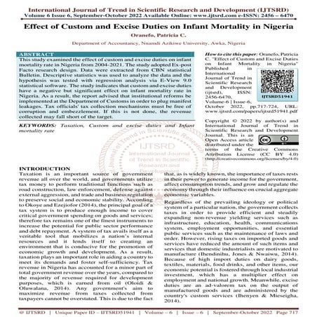 Effect of Custom and Excise Duties on Infant Mortality in Nigeria | PDF