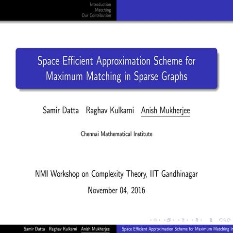 Space-efficient Approximation Scheme for Maximum Matching in Sparse ...