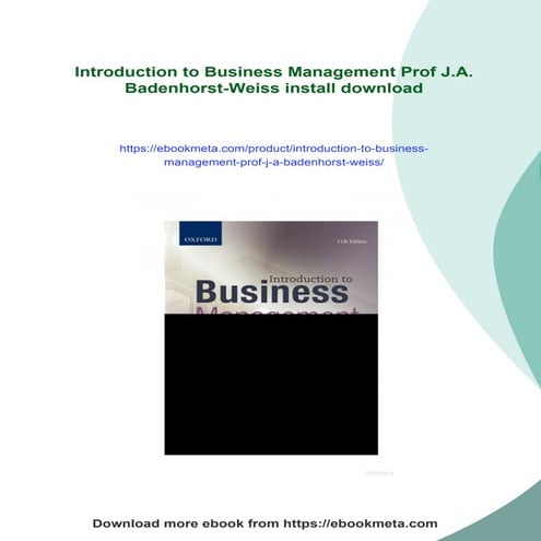 Introduction to Business Management Prof J.A. Badenhorst-Weiss | PDF