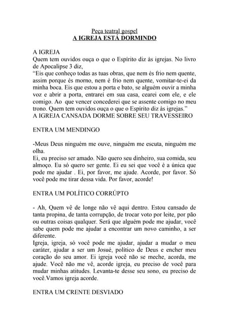 Peça teatral gospel o morto vivo para igreja s