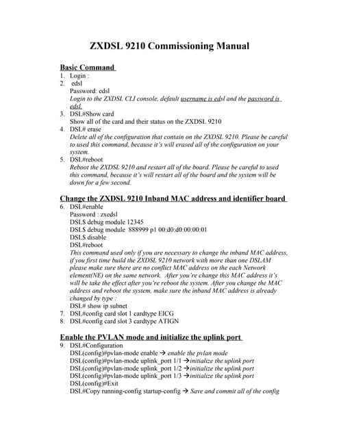 9210 commissioning manual