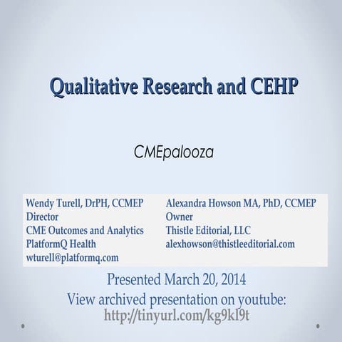 Qualitative Research and CEHP (Turell & Howson)