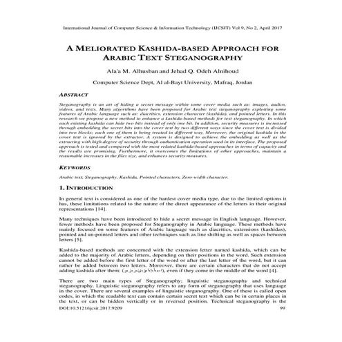 New text steganography method using the arabic letters dots | PDF