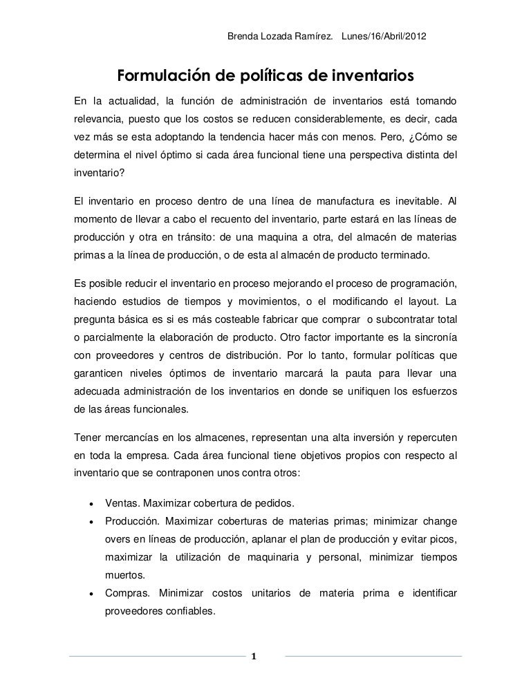 92188734 Las Politicas De Inventarios