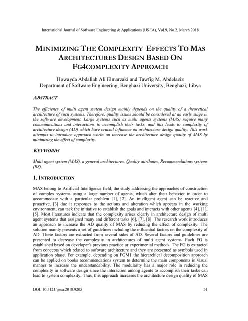 MINIMIZING THE COMPLEXITY EFFECTS TO MAS ARCHITECTURES DESIGN BASED ON FG4COM...