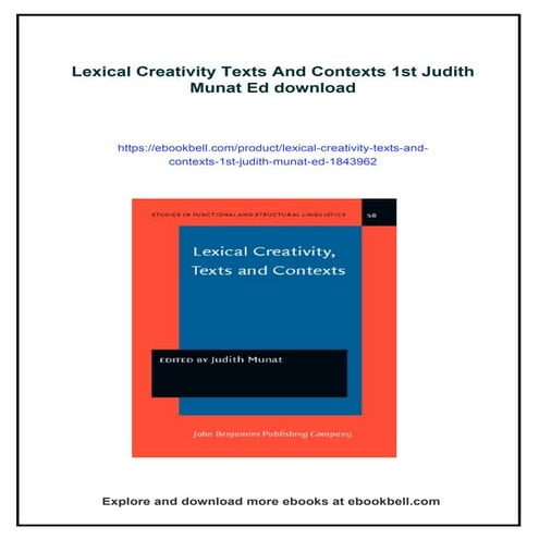 Lexical Creativity Texts And Contexts 1st Judith Munat Ed | PDF