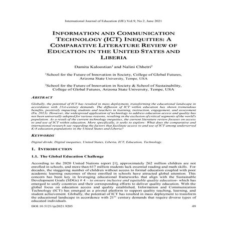 92INFORMATION AND COMMUNICATION TECHNOLOGY (ICT) INEQUITIES: A COMPARATIVE LI...