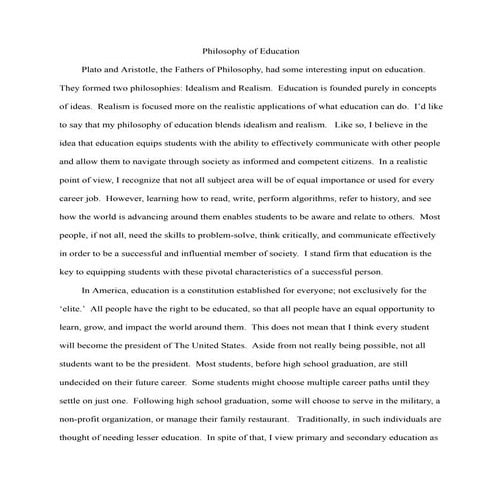 My Philosophy of Education