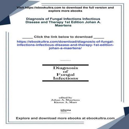 Diagnosis of Fungal Infections Infectious Disease and Therapy 1st ...