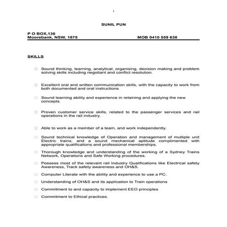 sunils resume recent