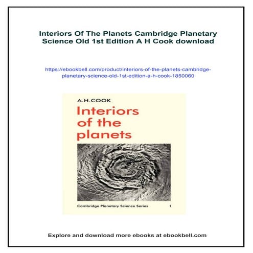 Interiors Of The Planets Cambridge Planetary Science Old 1st Edition A ...