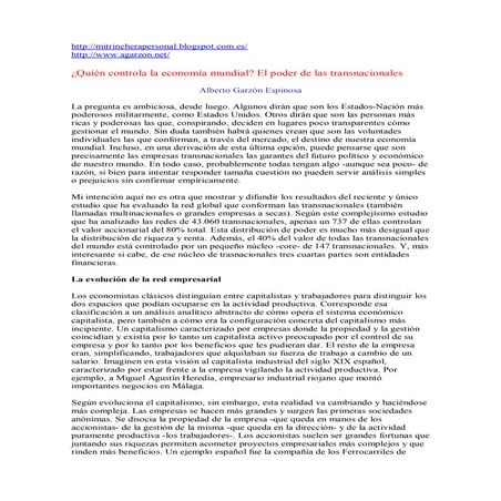 El poder de las empresas transnacionales | DOCX