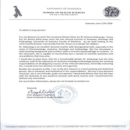 Dean's recommendation letter | PDF