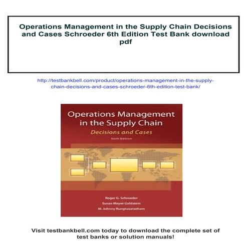 Operations Management in the Supply Chain Decisions and Cases Schroeder ...