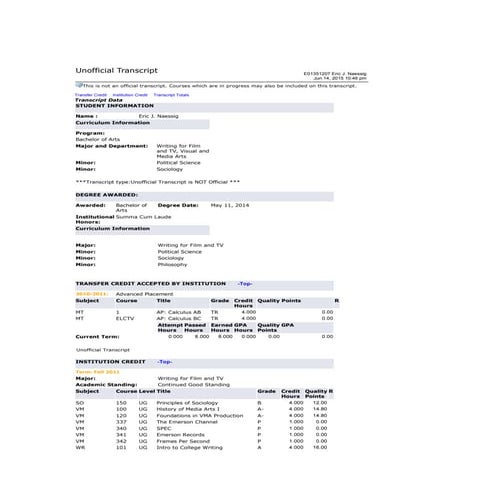 EmersonCollegeTranscript