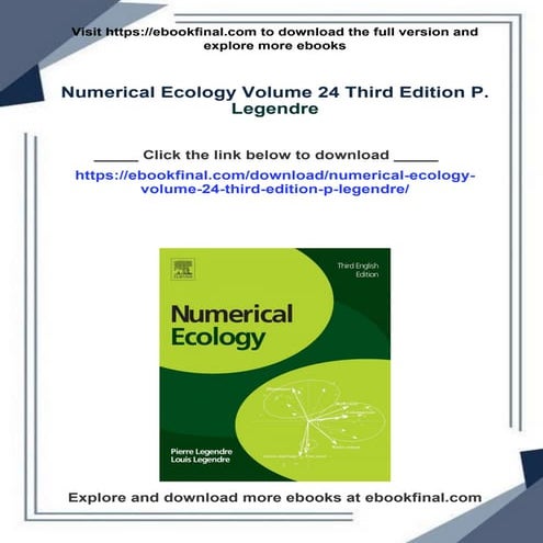 Numerical Ecology Volume 24 Third Edition P. Legendre download pdf