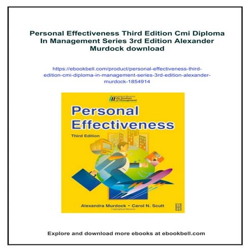 Personal Effectiveness Third Edition Cmi Diploma In Management Series 3rd Edi...
