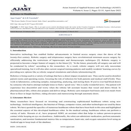 Robotics in Healthcare 