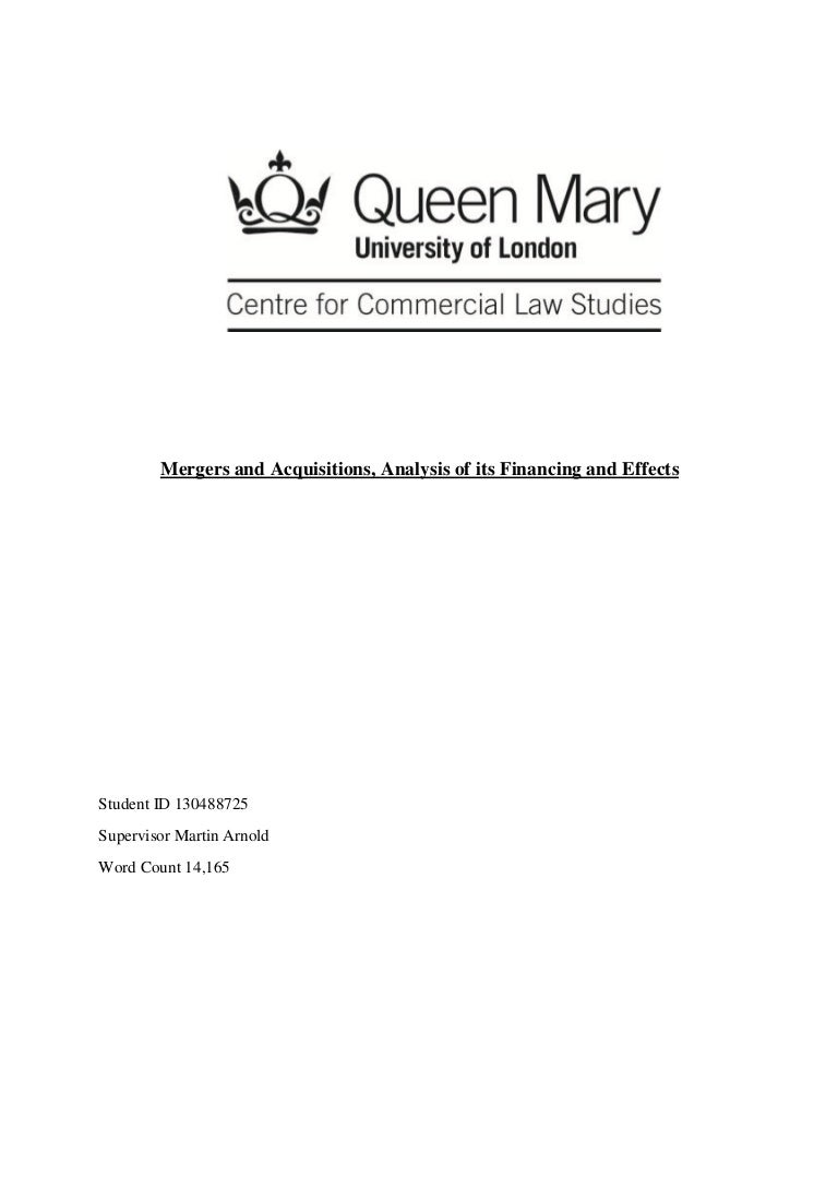 Dissertation on merger and acquisition