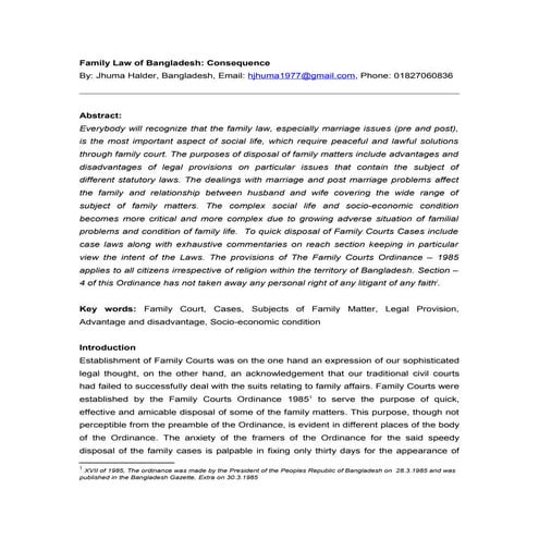 Family law of Bangladesh - Consequence