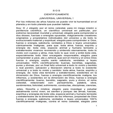 S O S CIENTIFICAMENTE   ¡UNIVERSAL UNIVERSAL !